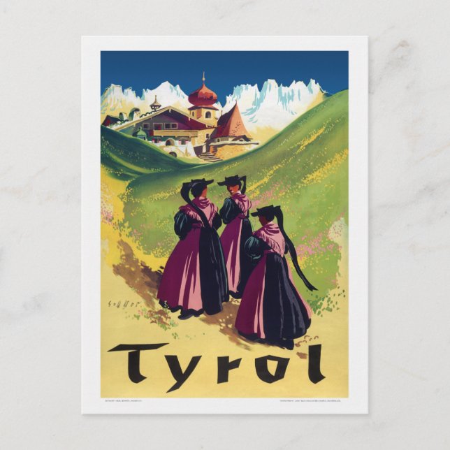 Postal Afiche de la época del Tirol Austria de 1947 (Anverso)