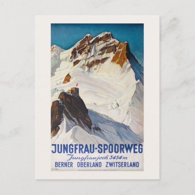 Postal Afiche de la época Jungfrau-Sporweg de 1914 (Anverso)