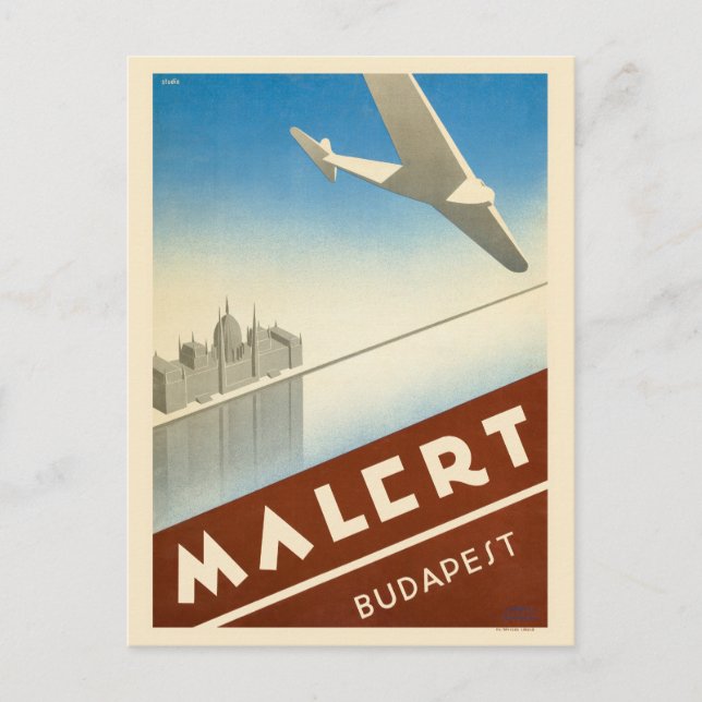 Postal Afiche de la época malert Budapest Hungría 1934 (Anverso)