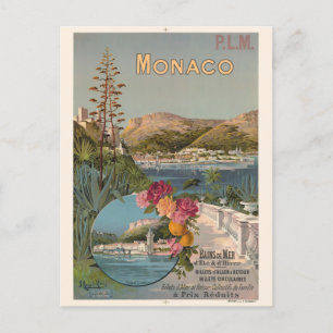 Postal Afiche de la época monegasca Bains de Mer de 1896