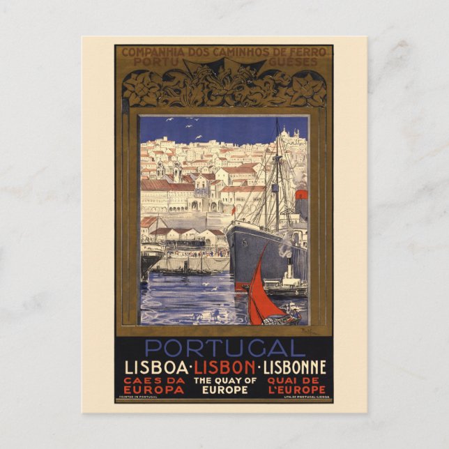 Postal Afiche de la época portuguesa de Lisboa de 1929 (Anverso)