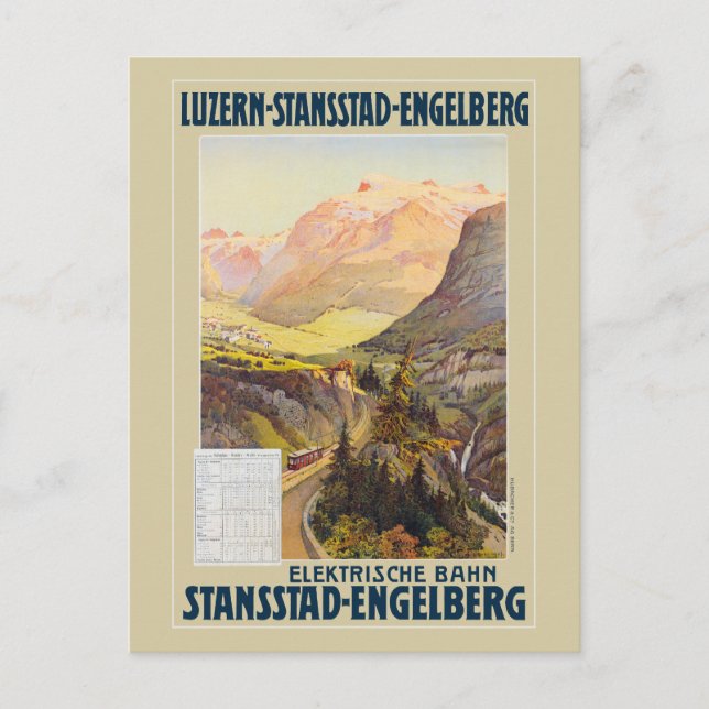 Postal Afiche de la época Stansstad-Engelberg 1910 (Anverso)