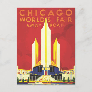 Postal Afiche de la Feria del Mundo de Chicago