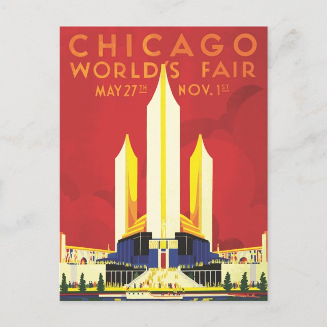 Postal Afiche de la Feria del Mundo de Chicago (Anverso)