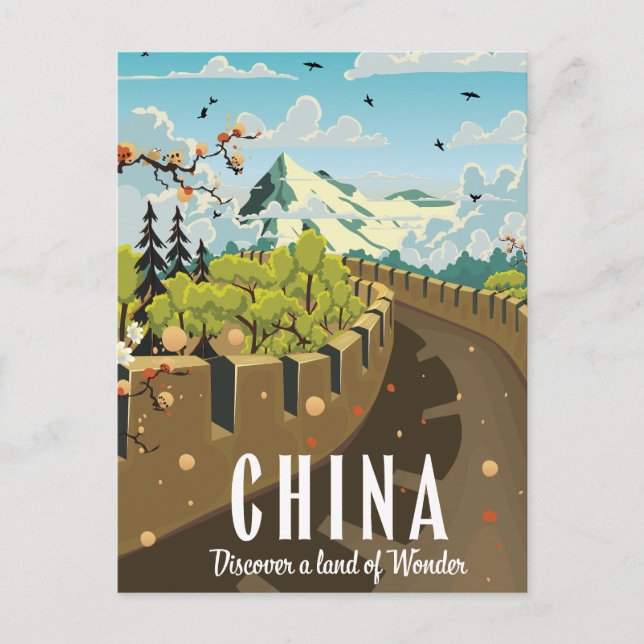 Postal Afiche de la Gran Muralla de China para viajes (Anverso)