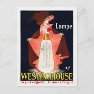 Postal Afiche de Lampe Westinghouse Francia Vintage 1912