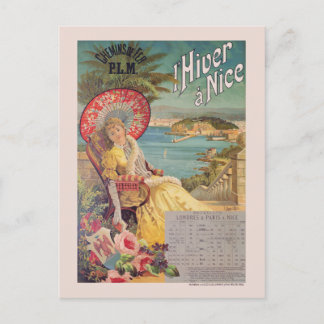 Postal Afiche de l'Hiver à Nice Vintage 1892