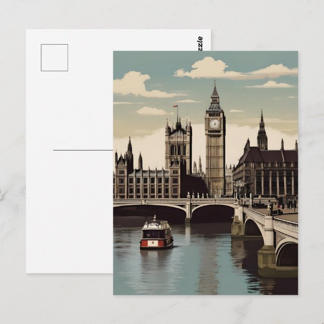 Postal Afiche de Londres (Anverso / Reverso)