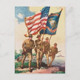 Postal Afiche de los marines estadounidenses WW 1