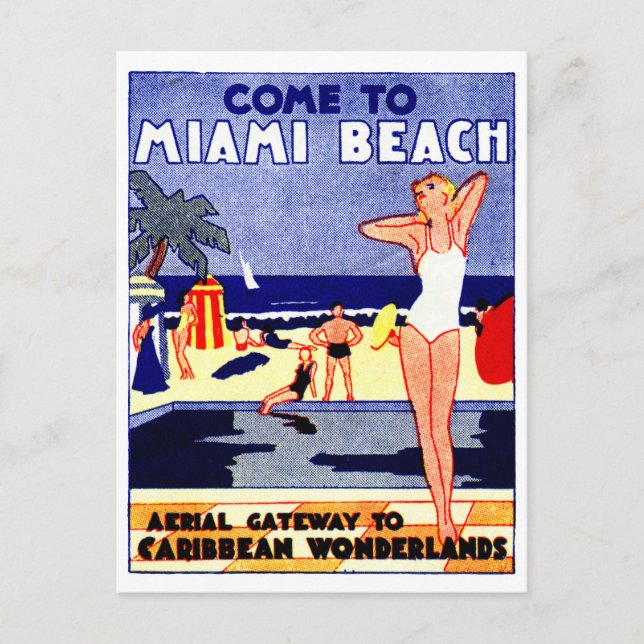 Postal Afiche de Miami Beach 1925 (Anverso)