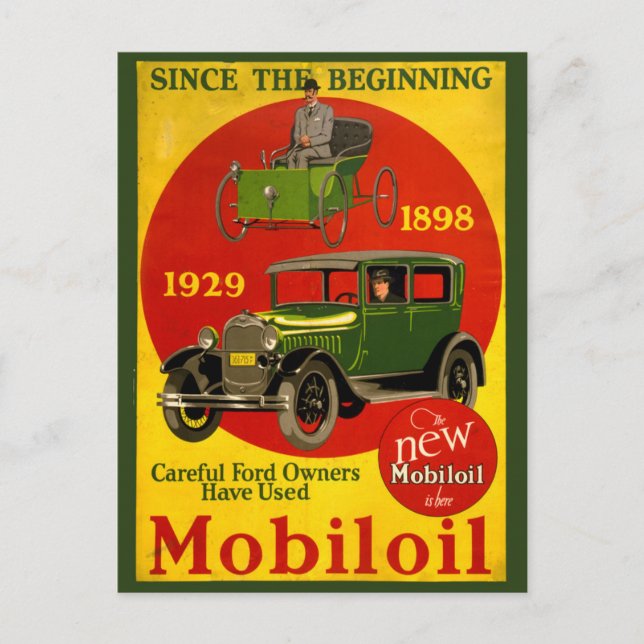 Postal Afiche de Mobiloil Vintage restaurado (Anverso)