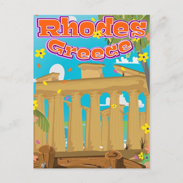 Postal Afiche de Rhodes Greece Travel. (Anverso)