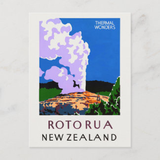 Postal Afiche de Rotorua Nueva Zelanda de los años 30