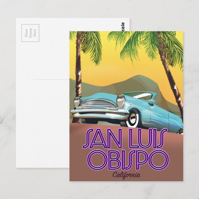 Postal Afiche de San Luis Obispo California Travel (Anverso / Reverso)