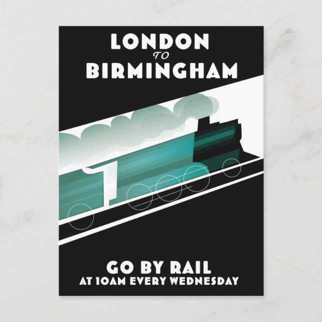 Postal Afiche de tren de Londres a Birmingham (Anverso)