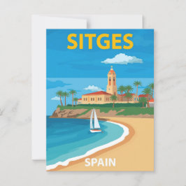 Postal Afiche de Viaje a la Playa de Sitges España