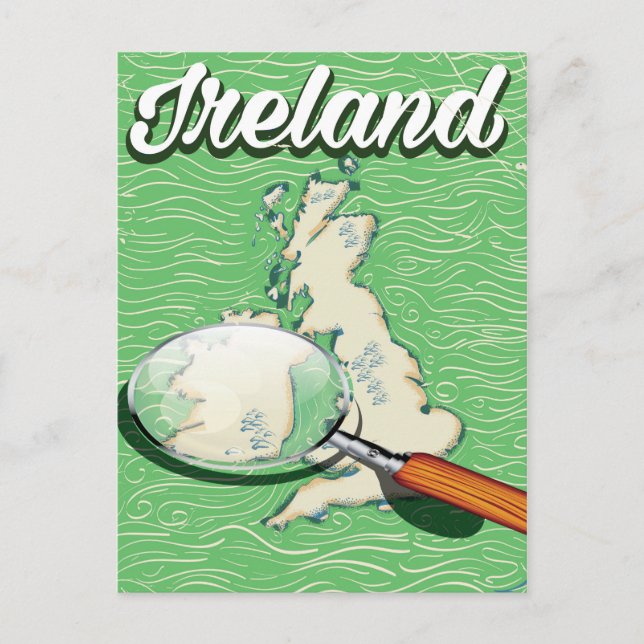 Postal Afiche de viaje al estilo de la época de Irlanda (Anverso)