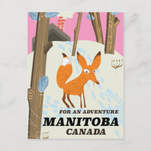 Postal Afiche de viaje al estilo vintage de Manitoba Cana
