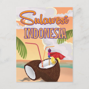 Postal Afiche de viaje al estilo vintage de Sulawesi Indo