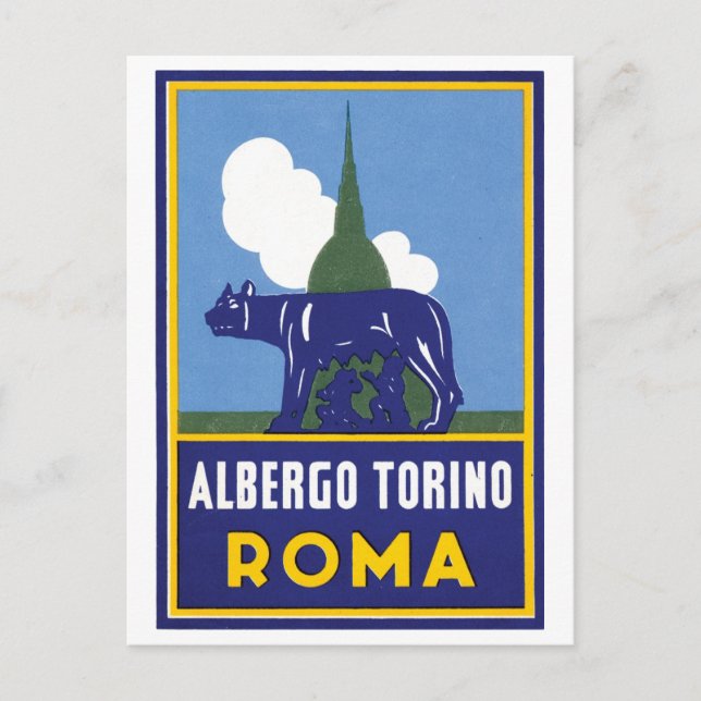 Postal Afiche de viaje de Albergo Torino Roma (Anverso)
