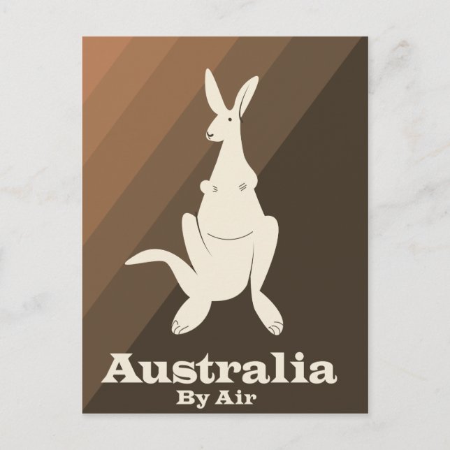 Postal Afiche de viaje de Australia por Air Kangaroo. (Anverso)