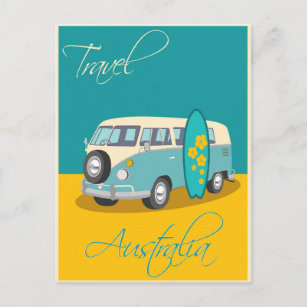 Postal Afiche de viaje de Australia vintage