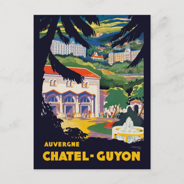 Postal Afiche de viaje de Auvergne Chatel-Guyon France (Anverso)