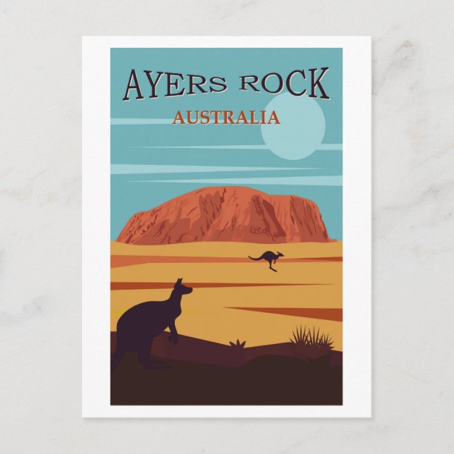 Postal Afiche de viaje de Ayers Rock, Australia (Anverso)