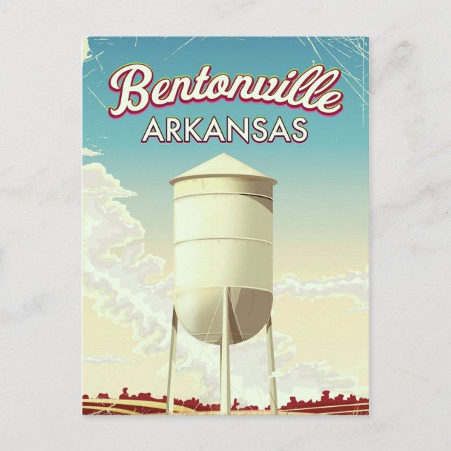 Postal Afiche de viaje de Bentonville, Arkansas. (Anverso)