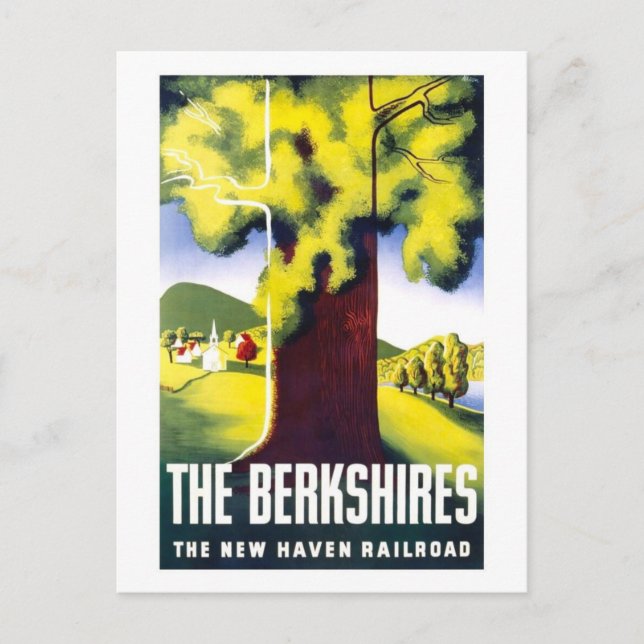 Postal Afiche de viaje de Berkshires de época (Anverso)