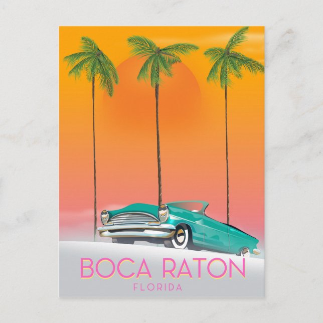Postal Afiche de viaje de Boca Raton Florida. (Anverso)