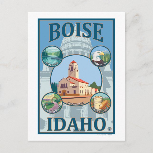 Postal Afiche de viaje de Boise, IdahoScenic (Anverso)