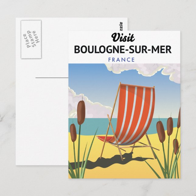 Postal Afiche de viaje de Boulogne-sur-Mer (Anverso / Reverso)