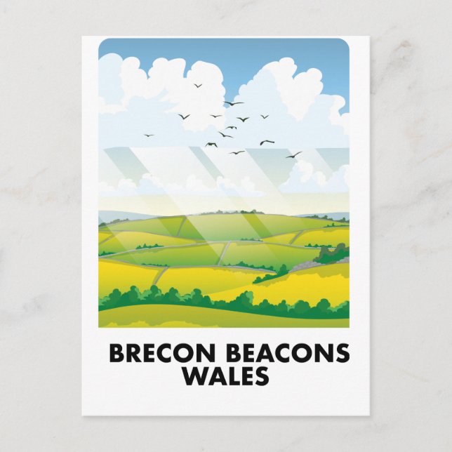 Postal Afiche de viaje de Brecon Beacons (Anverso)
