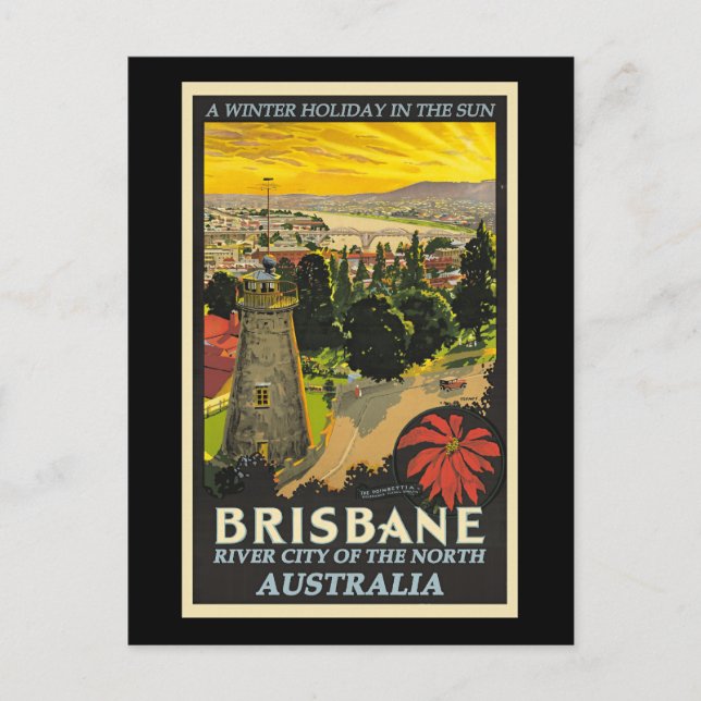Postal Afiche de viaje de Brisbane, Australia (Anverso)