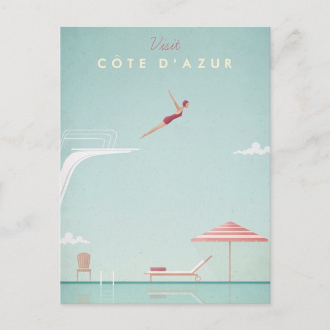 Postal Afiche de viaje de buceo de la Costa Azul - Art Po (Anverso)