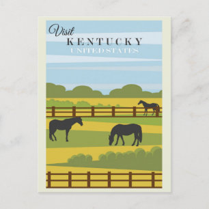 Postal Afiche de viaje de caballos de Kentucky Visita a l