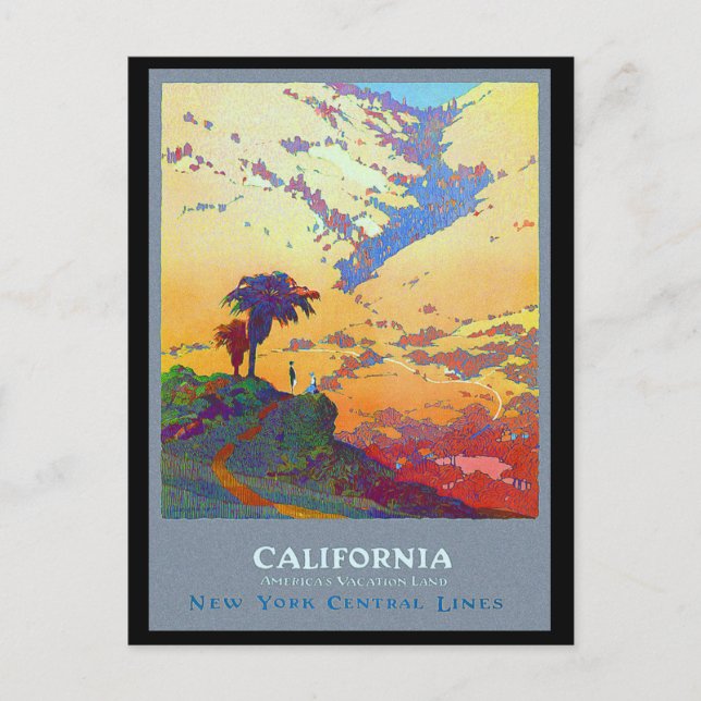 Postal Afiche de viaje de California (Anverso)