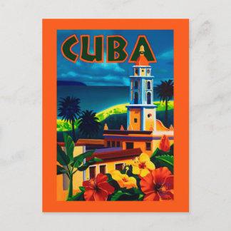 Postal Afiche de viaje de Cuba Hibiscus