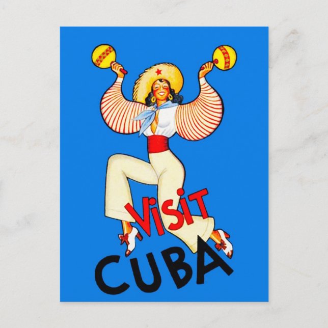 Postal Afiche de viaje de Cuba Maracas (Anverso)