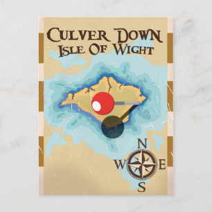 Postal Afiche de viaje de Culver Down Isle of wie England