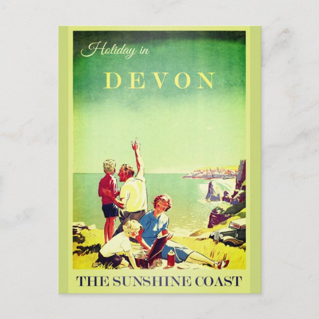 Postal Afiche de viaje de Devon England (Anverso)