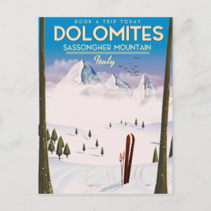 Postal Afiche de viaje de Dolomitas Sassongher Mountain I