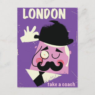 Postal Afiche de viaje de empresario londinense de estilo