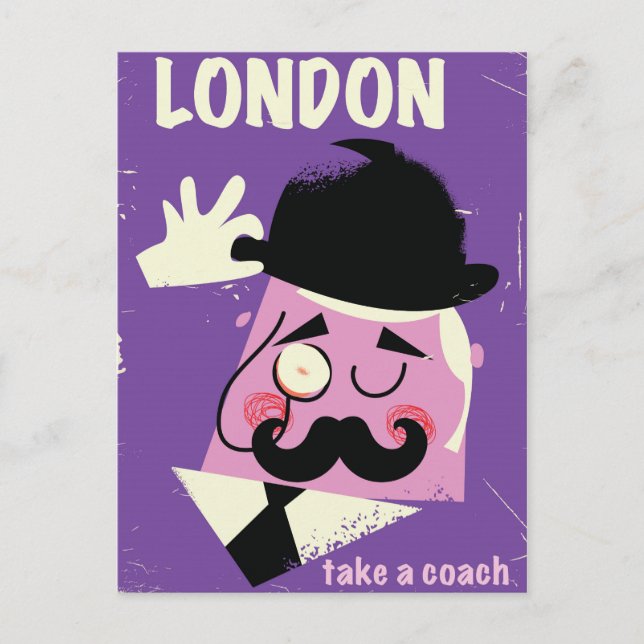 Postal Afiche de viaje de empresario londinense de estilo (Anverso)