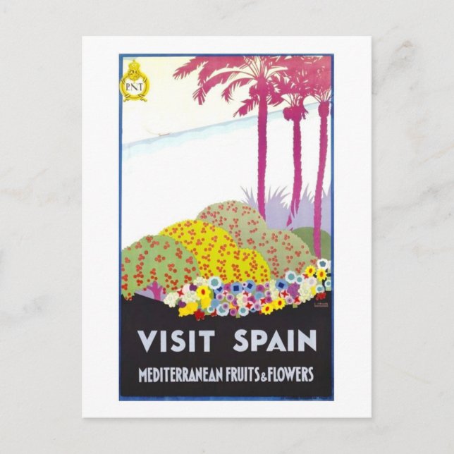 Postal Afiche de Viaje de España Vintage (Anverso)