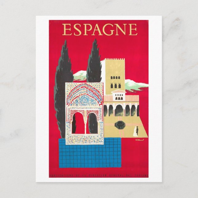 Postal Afiche de Viaje de España Vintage (Anverso)