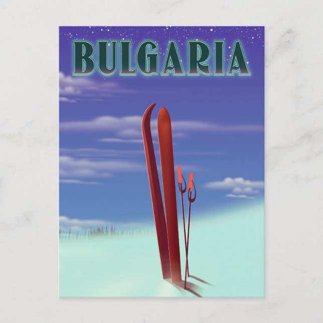Postal Afiche de viaje de esquí de Bulgaria (Anverso)