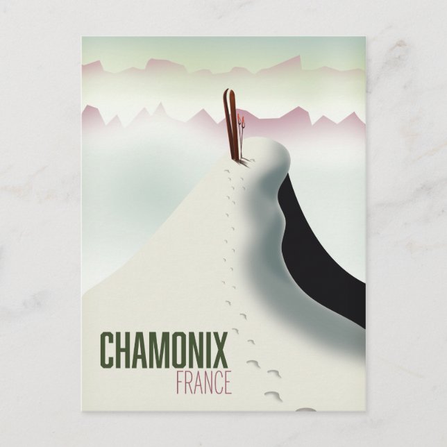 Postal Afiche de viaje de esquí de Chamonix France (Anverso)