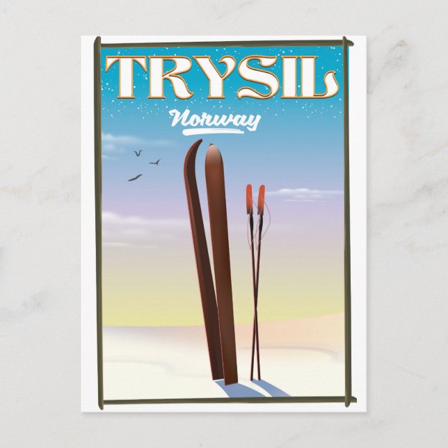 Postal Afiche de viaje de esquí de Trysil Noruega (Anverso)